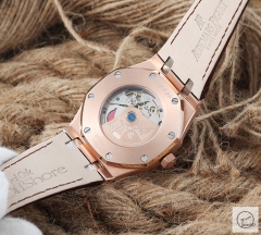 Audemars Piguet Royal Oak Offshore Original Clasp Diamond All Rose Gold Case Gray Dial Automatic Movement Black Leather Back Glass Men's Watch AU45898040