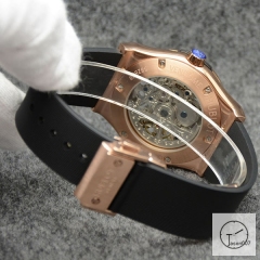Hublot Fusion Skeleton Dial Full Diamond Case Stainless steel Automatic Mechincal Movement Rubber Strap Geneva Glass Back Men's Watch HUBX5602802530