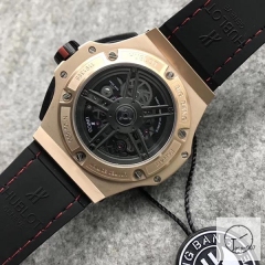 Hublot Big Bang Ferrari Unico Case Rose Gold Stainless steel Quartz chronograph Leather Strap Geneva Date Men's Watch HUBX495602520