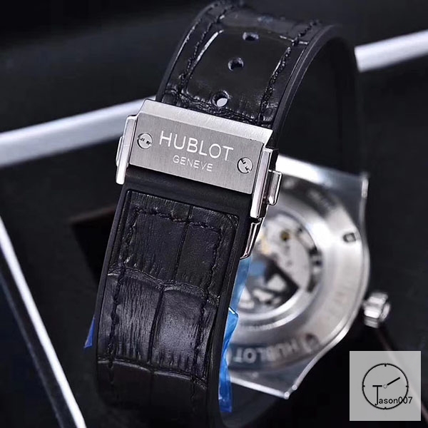 Hublot Classic Fusion Silver Dial Case Stainless steel Case Automatic Mechincal Movement Rubber Strap Geneva Glass Back Leather Men's Watch HUXH261039802530