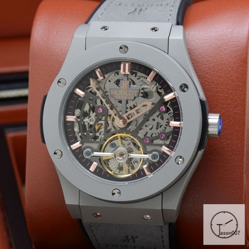 Hublot Fusion Skeleton Tourbillon Dial Case Stainless steel Automatic Mechincal Movement Rubber Strap Geneva Glass Back Men's Watch HUBH365409802530