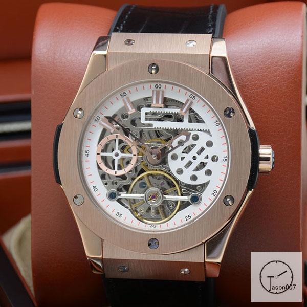 Hublot Fusion Skeleton Tourbillon Dial Case Stainless steel Automatic Mechincal Movement Rubber Strap Geneva Glass Back Men's Watch HUBH366909802530