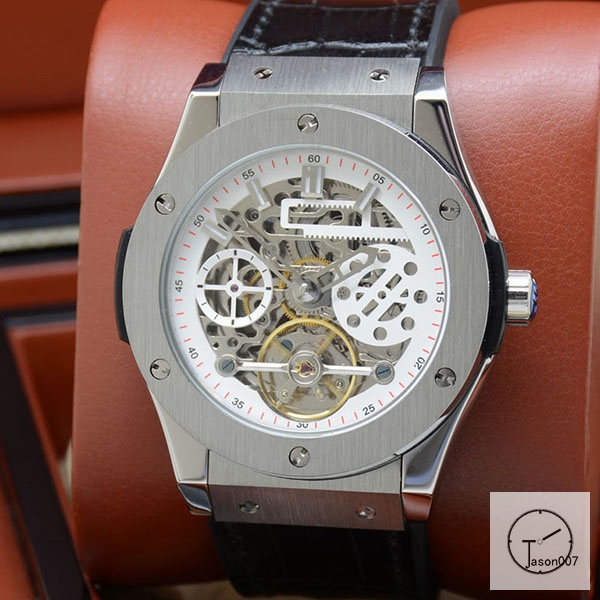 Hublot Fusion Skeleton Tourbillon Dial Case Stainless steel Automatic Mechincal Movement Rubber Strap Geneva Glass Back Men's Watch HUBH366409802530