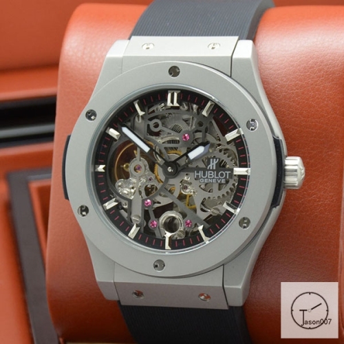 Hublot Fusion Skeleton Case Stainless steel Automatic Mechincal Movement Rubber Strap Geneva Glass Back Men's Watch HUBX396702520