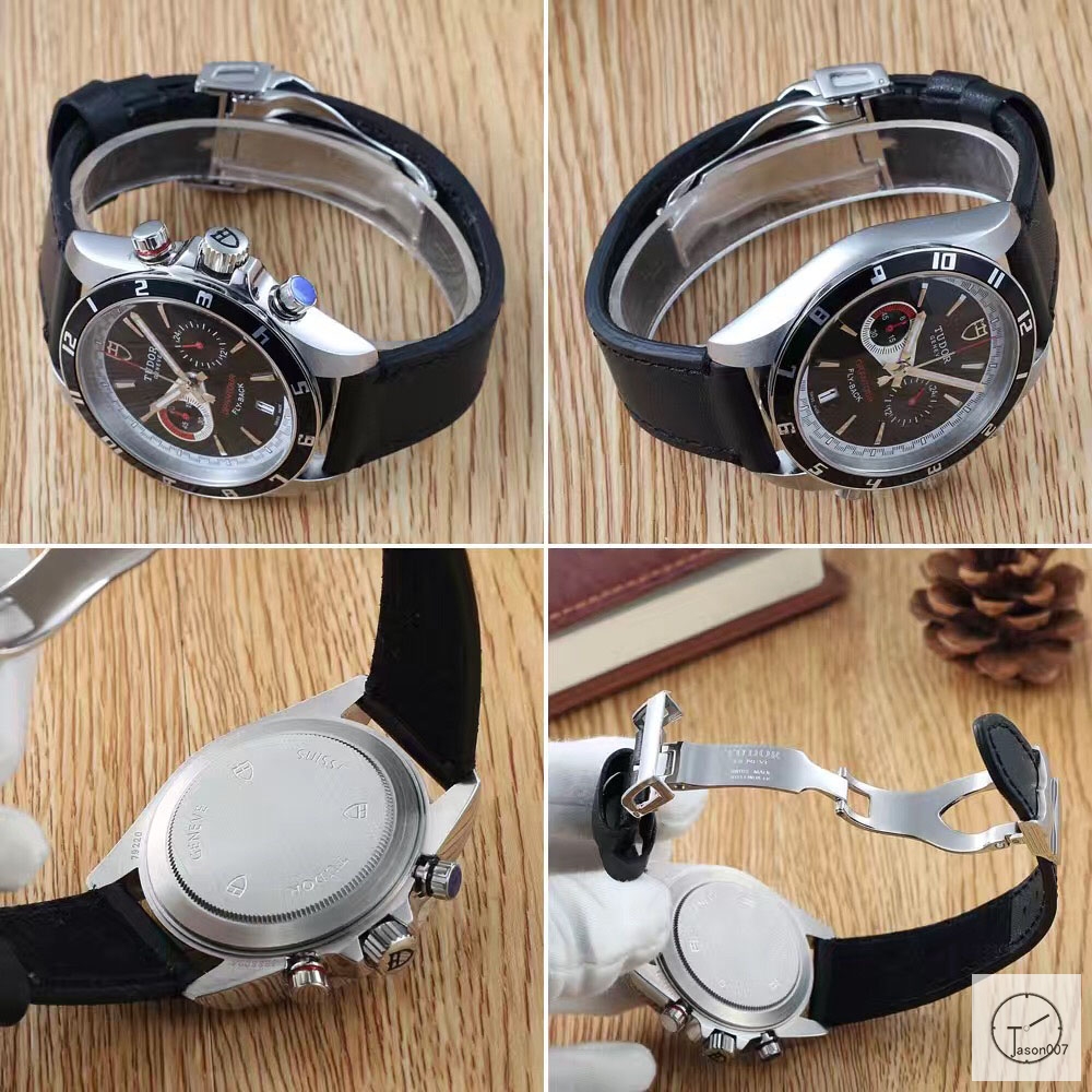Tudor Heritage Chrono Grey Dial Quartz Chronograph 70330N-95740 Pre-Owned Stainless Steel Leather Strap Mens Wristwatches TUF25964785450