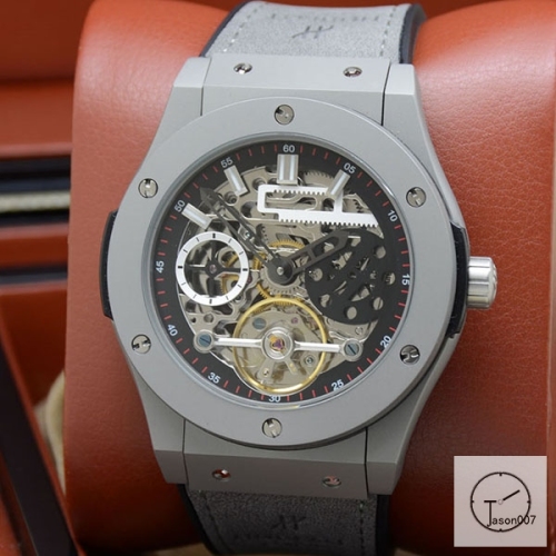 Hublot Fusion Skeleton Tourbillon Dial Case Stainless steel Automatic Mechincal Movement Rubber Strap Geneva Glass Back Men's Watch HUBH366909802530