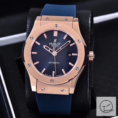 Hublot Classic Fusion Blue Dial Everose Stainless steel Case Automatic Mechincal Movement Rubber Strap Geneva Glass Back Rubber Men's Watch HUXH261139802530