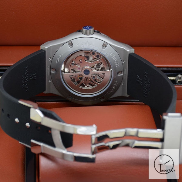 Hublot Fusion Skeleton Tourbillon Dial Case Stainless steel Automatic Mechincal Movement Rubber Strap Geneva Glass Back Men's Watch HUBH366009802530