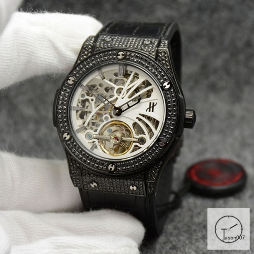 Hublot Fusion Skeleton Dial Full Diamond Case Stainless steel Automatic Mechincal Movement Rubber Strap Geneva Glass Back Men's Watch HUBX5614802530