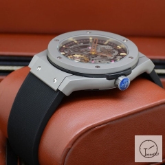 Hublot Fusion Skeleton Tourbillon Dial Case Stainless steel Automatic Mechincal Movement Rubber Strap Geneva Glass Back Men's Watch HUBH365909802530