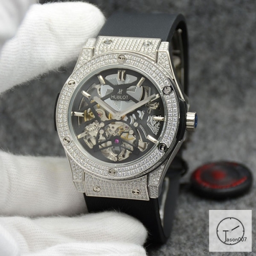 Hublot Fusion Skeleton Dial Full Diamond Case Stainless steel Automatic Mechincal Movement Rubber Strap Geneva Glass Back Men's Watch HUBX5999802530