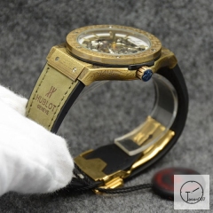 Hublot Fusion Skeleton Carving Case Stainless steel Automatic Mechincal Movement Rubber Strap Geneva Glass Back Men's Watch HUBX398802580