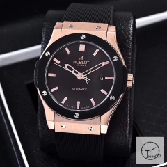 Hublot Classic Fusion Magic Ceramic Bezel Black Dial Pvd Black Stainless steel Case Automatic Mechincal Movement Rubber Strap Geneva Glass Back Rubber Men's Watch HUXH261229802530