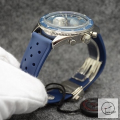 Tag Heuer Autavia Date Blue Dial Ceramic Bezel Quartz Chronograph Tachymeter Leather Strap Men's Watch AHG27275695870