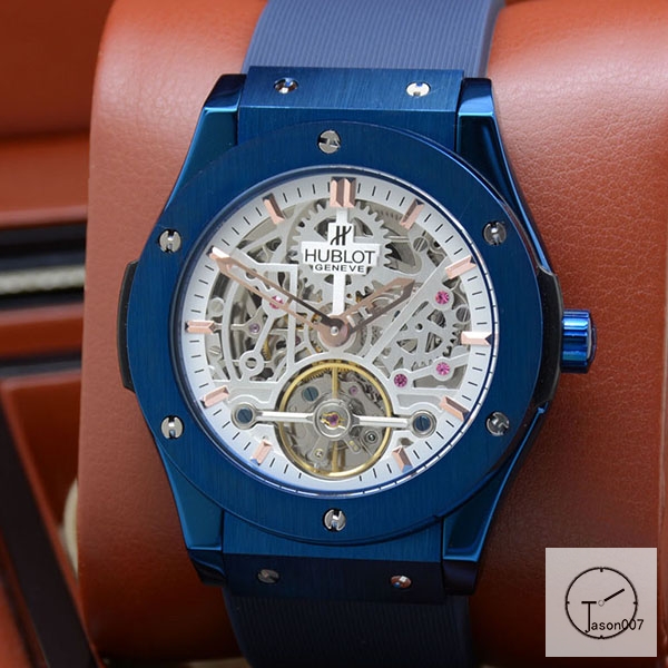 Hublot Fusion Skeleton Tourbillon Dial Case Stainless steel Automatic Mechincal Movement Rubber Strap Geneva Glass Back Men's Watch HUBH366109802530