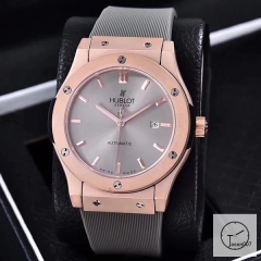 Hublot Classic Fusion Black Dial Everose Stainless steel Case Automatic Mechincal Movement Rubber Strap Geneva Glass Back Rubber Men's Watch HUXH261189802530