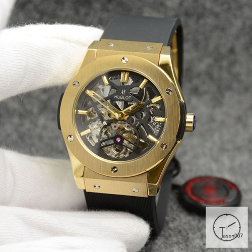 Hublot Fusion Skeleton Dial Case Stainless steel Automatic Mechincal Movement Rubber Strap Geneva Glass Back Men's Watch HUBX361209802530