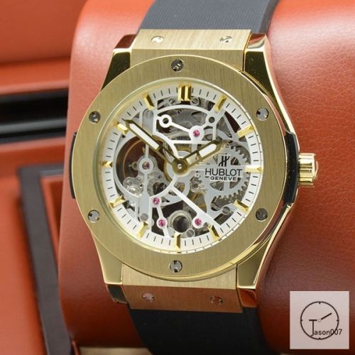 Hublot Fusion Skeleton Black Case Stainless steel Automatic Mechincal Movement Rubber Strap Geneva Glass Back Men's Watch HUBX397302520