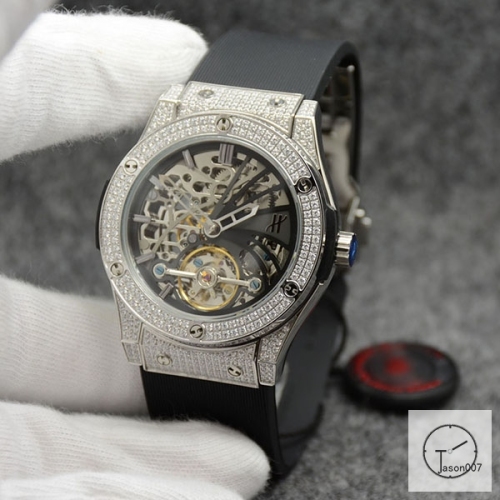 Hublot Fusion Skeleton Dial Full Diamond Case Stainless steel Automatic Mechincal Movement Rubber Strap Geneva Glass Back Men's Watch HUBX5611802530