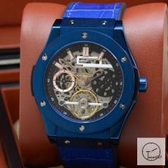 Hublot Fusion Skeleton Tourbillon Dial Case Stainless steel Automatic Mechincal Movement Rubber Strap Geneva Glass Back Men's Watch HUBH366809802530