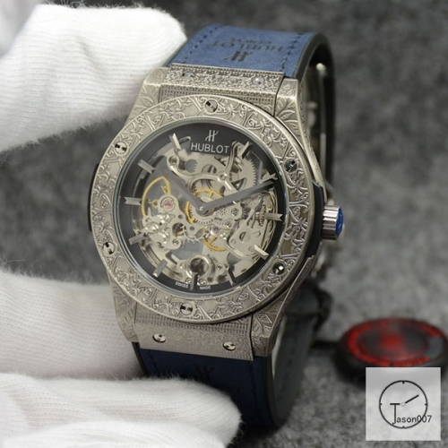 Hublot Fusion Skeleton Carving Case Stainless steel Automatic Mechincal Movement Rubber Strap Geneva Glass Back Men's Watch HUBX398602580