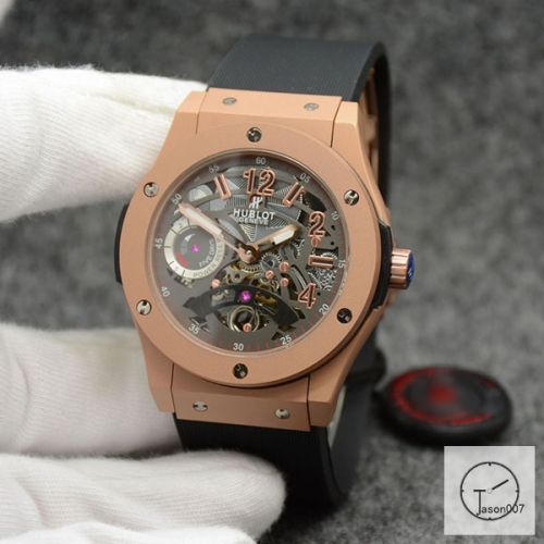 Hublot Fusion Skeleton Dial Case Stainless steel Automatic Mechincal Movement Rubber Strap Geneva Glass Back Men's Watch HUBX363709802530