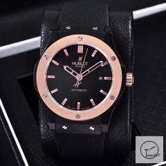 Hublot Classic Fusion Magic Ceramic Bezel Black Dial Pvd Black Stainless steel Case Automatic Mechincal Movement Rubber Strap Geneva Glass Back Rubber Men's Watch HUXH261219802530