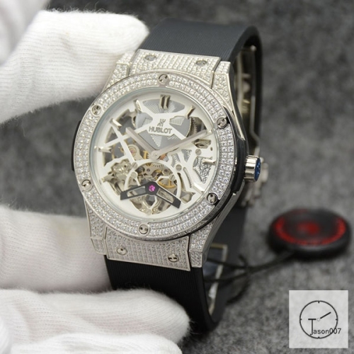 Hublot Fusion Skeleton Dial Full Diamond Case Stainless steel Automatic Mechincal Movement Rubber Strap Geneva Glass Back Men's Watch HUBX5999802530