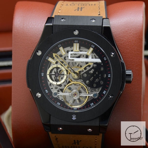Hublot Fusion Skeleton Tourbillon Dial Case Stainless steel Automatic Mechincal Movement Rubber Strap Geneva Glass Back Men's Watch HUBH367009802530
