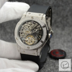 Hublot Fusion Skeleton Dial Full Diamond Case Stainless steel Automatic Mechincal Movement Rubber Strap Geneva Glass Back Men's Watch HUBX5610802530