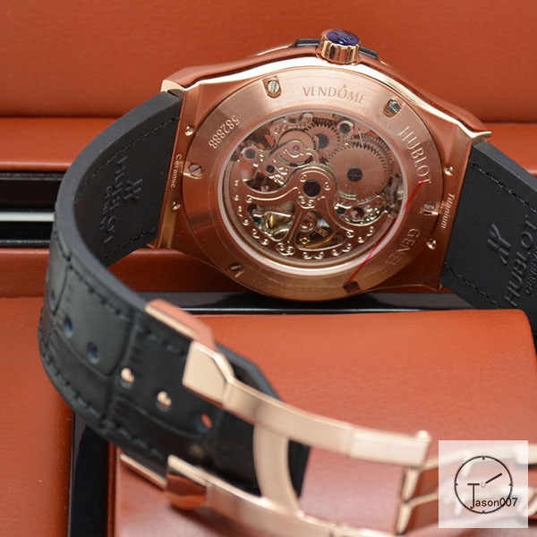 Hublot Fusion Skeleton Black Case Stainless steel Automatic Mechincal Movement Rubber Strap Geneva Glass Back Men's Watch HUBX398002520