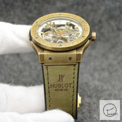 Hublot Fusion Skeleton Carving Case Stainless steel Automatic Mechincal Movement Rubber Strap Geneva Glass Back Men's Watch HUBX398402580