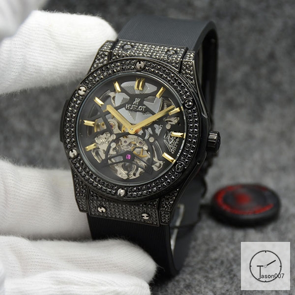 Hublot Fusion Skeleton Dial Full Diamond Case Stainless steel Automatic Mechincal Movement Rubber Strap Geneva Glass Back Men's Watch HUBX5600802530