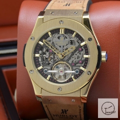 Hublot Fusion Skeleton Tourbillon Dial Case Stainless steel Automatic Mechincal Movement Rubber Strap Geneva Glass Back Men's Watch HUBH366109802530