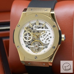 Hublot Fusion Skeleton Tourbillon Dial Case Stainless steel Automatic Mechincal Movement Rubber Strap Geneva Glass Back Men's Watch HUBH366409802530