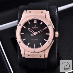 Hublot Classic Fusion Black Dial Everose Stainless steel Case Automatic Mechincal Movement Rubber Strap Geneva Glass Back Rubber Men's Watch HUXH261189802530