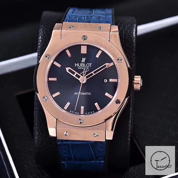 Hublot Classic Fusion Blue Dial Everose Stainless steel Case Automatic Mechincal Movement Rubber Strap Geneva Glass Back Rubber Men's Watch HUXH261139802530