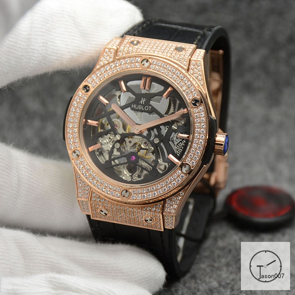 Hublot Fusion Skeleton Dial Full Diamond Case Stainless steel Automatic Mechincal Movement Rubber Strap Geneva Glass Back Men's Watch HUBX5604802530