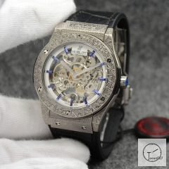 Hublot Fusion Skeleton Carving Case Stainless steel Automatic Mechincal Movement Rubber Strap Geneva Glass Back Men's Watch HUBX398802580