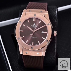 Hublot Classic Fusion Brown Dial Everose Stainless steel Case Automatic Mechincal Movement Rubber Strap Geneva Glass Back Rubber Men's Watch HUXH261109802530