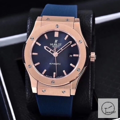 Hublot Classic Fusion Blue Dial Everose Stainless steel Case Automatic Mechincal Movement Rubber Strap Geneva Glass Back Rubber Men's Watch HUXH261129802530