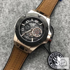 Hublot Big Bang Ferrari Unico Case Rose Gold Stainless steel Quartz chronograph Leather Strap Geneva Date Men's Watch HUBX495502520