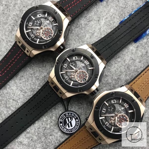 Hublot Big Bang Ferrari Unico Case Rose Gold Stainless steel Quartz chronograph Leather Strap Geneva Date Men's Watch HUBX495702520