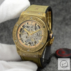 Hublot Fusion Skeleton Carving Case Stainless steel Automatic Mechincal Movement Rubber Strap Geneva Glass Back Men's Watch HUBX398402580