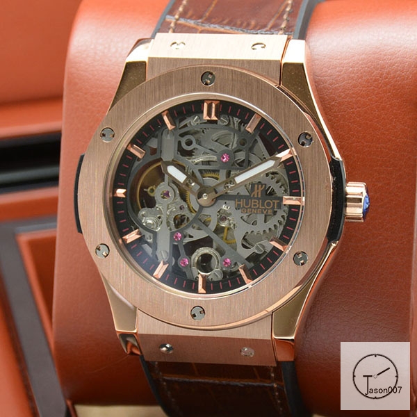 Hublot Fusion Skeleton Black Case Stainless steel Automatic Mechincal Movement Rubber Strap Geneva Glass Back Men's Watch HUBX398002520