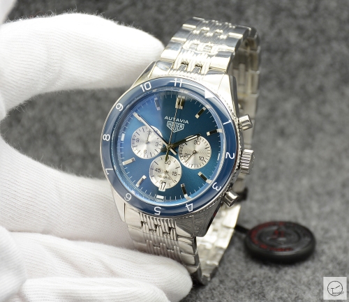 Tag Heuer Autavia Date Blue Dial Quartz Chronograph Tachymeter Stainless Steel Men's Watch AHG28565695890