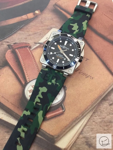 BELL ROSS Blue Dial Automatic Movement Green Camouflage Rubber Strap Skip To The Beginning Of The Images Gallery BELL AND ROSSDiver Automatic Blue Dial Men's Watch BR0392-D-BU-ST/SRB B298456560