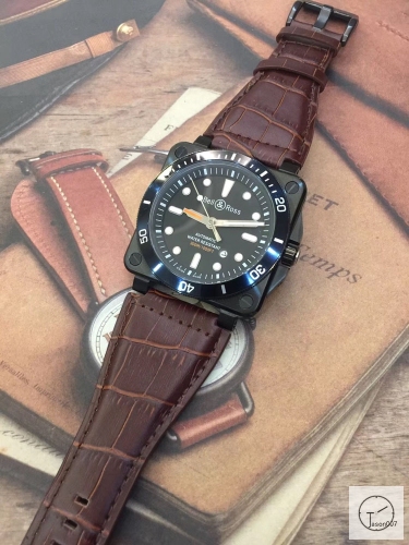 BELL ROSS Black Dial Black Case Automatic Movement Brown Leather Strap Skip To The Beginning Of The Images Gallery BELL AND ROSSDiver Automatic Blue Dial Men's Watch BR0392-D-BU-ST/SRB B299256560