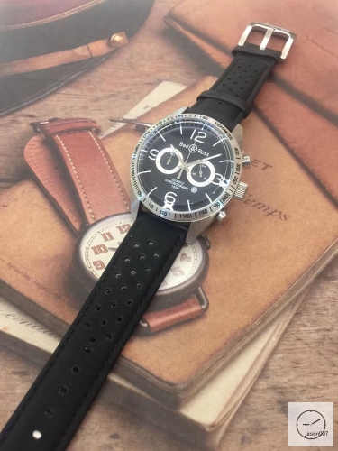 BELL ROSS BR V2 Black Dial Silver Case Quartz Chronograph Black Leather Strap Skip To The Beginning Of The Images Gallery BELL AND ROSSDiver Men's Watch Leather Strap B2920456560