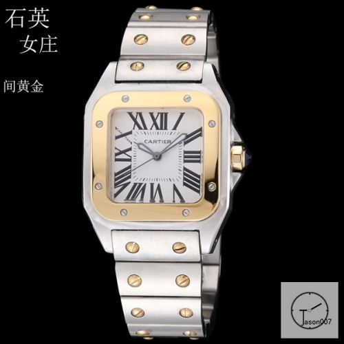 Cartier Santos 100 XL Two Tone Case White Dial Quartz Movement Stainless Womens Watch Fh29853525830